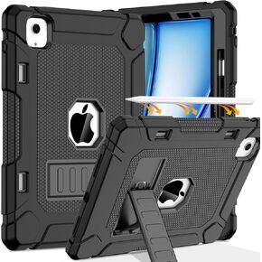 BMOUO Case for iPad Air 11 Inch Case M2 2024, iPad Air 6th/5th/4th Generation Case, Shockproof Protective iPad Air 6 5 4 Case with Built-in Stand/Pencil Holder, Pink