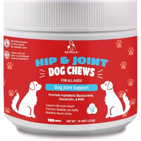 Hip and Joint Supplement Pet Chews- Joint Supplement Treats Glucosamine with Chondroitin, MSM, Vitamins C and E for Dog Joint Relief Mobility Bites Beef Flavored Chewables Pet Joint Support 100 Count