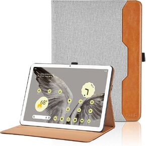 Case for All New Google Pixel Tablet 2023 11 Inch - PU Leather Business Folio Case with Hand Strap and Pocket, Multi-Angle Viewing Stand Cover, Black