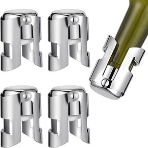 12 Pcs Stainless Steel Champagne Stopper Reusable Bottle Sealer Wine Corker Champagne Cork Stopper with a Built in Sealing Plug Compact Champagne Saver Plug for Cava Prosecco