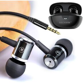 in Ear Earbuds Wireless,Noise Cancelling immersive Stereo in Ear Headphones Wired with mic,High Fidelity Noise Isolation Bluetooth Earphones Heavy bass,Ear Bud Wire Universal