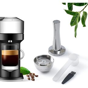 Reusable Vertuoline Pods Stainless Steel Capsule ONLY For VertuoLine Next Coffee Brewer, BENFUCHEN Reusable Pods MUST Use With Original 230 ML Capsule, New Version Only Fits Vertuo Next, 1 Capsule
