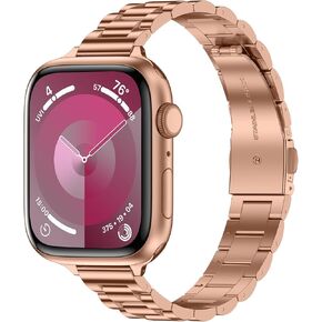 Tasikar Band Compatible with Apple Watch Band 49mm 46mm 45mm 44mm 42mm 41mm 40mm 38mm Women Stainless Steel Metal Replacement Strap Compatible with iWatch Ultra SE Series 10 9 8 7 6 5 4 3, Gold