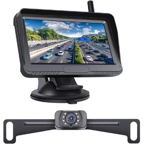 كاميرا احتياطية لاسلكية مع إشارة رقمية ثابتة 4.3 بوصة نظام مراقبة كاميرا الرؤية الخلفية HD1080P كاميرا عكسية للرؤية الليلية مقاومة للماء للسيارة والشاحنات وسيارات الدفع الرباعي والشاحنات والمقطورة وRV in Kuwait