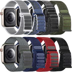 Soft And Breathable Sport Nylon Loop Strap Compatible with Apple Watch Bands 38/40/41MM, 42/44/45/49MM, Women Men Adjustable Straps for IWatch Series SE 9/8/7/6/5/4/3/2/1 Ultra 8Pack in Kuwait