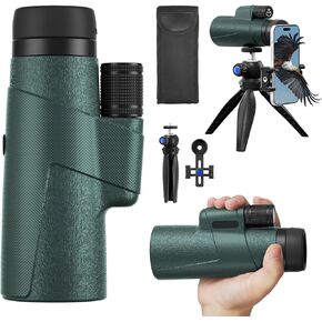15x50 HD Monocular for Adults High Powered with BAK4 Prism & FMC Lens,Lightweight with Smartphone Adapter, Compact black monoculars for adults high powered and compact monoculars for kids