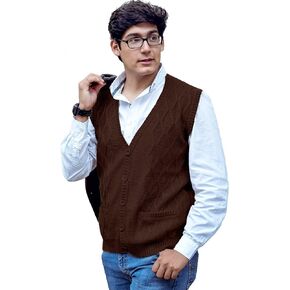 TINKUY Peru - Peruvian Alpaca Wool - Men´s Knitwear V-Neck Jacquard Vest Sweater Waistcoat
