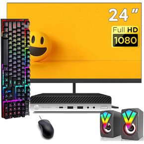 HP ProDesk 600 G3 Mini PC Desktop Computer, 24" FHD Monitor, RGB Speakers, Core i5-6500 3.2GHz-3.60GHz, 16GB DDR4 RAM, 1TB SSD, WiFi, BT, Keyboard & Mouse, 4K Support, Windows 10 Pro (Renewed)