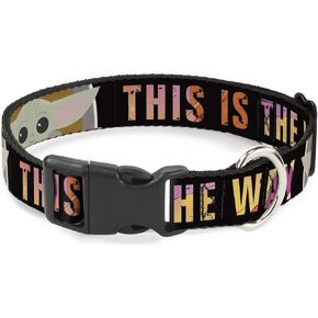 Star Wars Pet Collar, Dog Collar Plastic Buckle, Star Wars The Child Chibi Pod Pose This is The Way, 11 to 16.5 Inches 1.0 Inch Wide