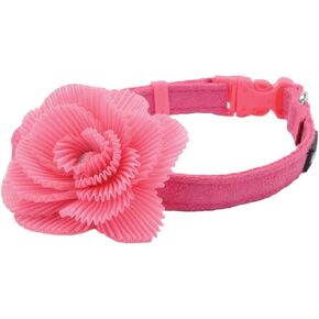 Coastal Pet - Li’l Pals Microfiber Dog Collar - Pink with Pink Flower - 3/8" x 6"-8"
