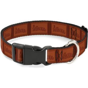 Movies Pet Collar, Dog Collar Plastic Buckle, Willy Wonka and The Chocolate Factory Wonka Chocolate Bar, 11 to 16.5 Inches 1.0 Inch Wide