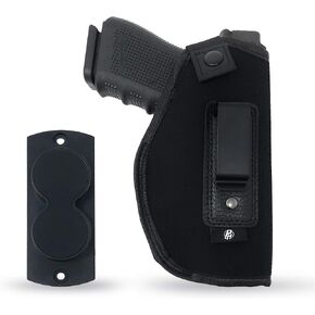Combo IWB Gun Holster + Magnet - by PH - Concealed Carry Soft Material - Soft Interior - Fits Glock 17 19 23 25 32 38 - Sig Sauer P320 - Springfield XDS 4", XDE - Popular Holster