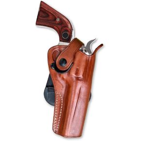 Premium Leather OWB Paddle Holster with Retention Strap Fits, Revolver Rugerr Vaquero 357 Magnum 4.62'' BBL, Right Hand, Brown Color #1832#