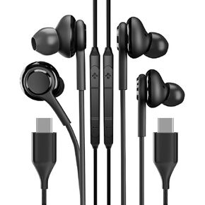 USB C Wired Headphone Type with Microphone School DAC in Earbud Chromebook Computer Earphone(2pack) Compatible for Samsung Apple iPhone15 Pro Max Plus iPad 10、Air4/5、Mini Galaxy LG Pixel Headset