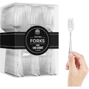 Exquisite Clear Plastic Mini Forks 100 CT Tasting Forks Disposable Mini Tasting Forks Mini Plastic Appetizer Forks I Mini Fruit Fork I Tiny Utensils I Cake Fork I Mini Serving Forks