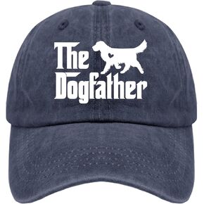 Golden Retriever Hat The Dogfather Baseball Cap for Men Vintage Dad Hat Adjustable Navy Blue