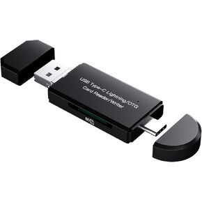 Card Reader TF Flash for Type C Micro Lightning USB Jack 4 in 1 Accessories Camera Memory Viewer Adaptador Compatible with Apple iPhone 13 12 11 Pro Max 8 Ipad LG Photo Compact Photography