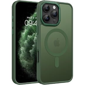 Telaso Magnetic for iPhone 16 Pro Max Case, iPhone 16 Pro Max Phone Case Compatible with Magsafe Translucent Matte Back Soft TPU Bumper Military Grade Protective iPhone 16 Pro Max Case, Dark Green