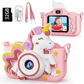 Kids Camera for Boys and Girls,Dinosaur Camera with Selfie 1080P HD Video, Christmas Birthday Gifts for Boys, with 32GB SD Card, Video Recorder 1080P IPS