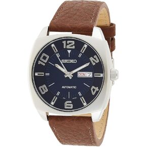 Seiko Men's SNKN37 Stainless Steel Automatic Self-Wind Watch with Brown Leather Band
