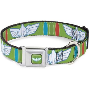 Dog Collar Seatbelt Buckle Toy Story Buzz Lightyear Bounding Space Ranger Logo Buttons 18 to 32 Inches 1.5 Inch Wide