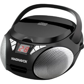 Magnavox MD6924-PL Portable Top Loading CD Boombox with AM/FM Stereo Radio in Purple | CD-R/RW Compatible | LED Display | AUX Port Supported | Programmable CD Player |