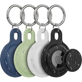 4 Pack Airtag Holder Keychain,Waterproof Apple airtag case with Key Ring,Silicone Air Tags Case for Luggage,Keys,Car,Bags,Kids,Backpack
