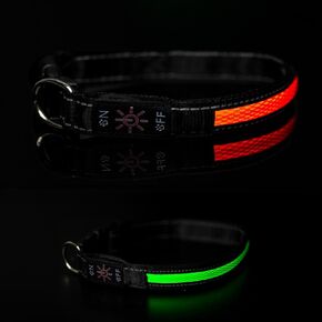 Pet Luminous Collar, Pet Light Collar, Nylon Collar, Rechargeable, Adjustable, 3M Reflection Light, Water Resistent, 4 Light Mode, Breathable and comfortabe for Your Pets Daily wear (Red, Large)
