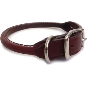 Rolled Leather Dog Collar - 1" X 18" Burgundy