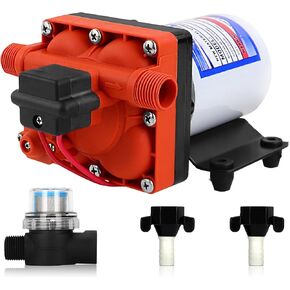 Water Diaphragm Pump 12 Volt DC 3.0 GPM 45PSI, On Demand Water Pump for RV Caranvan Marine Camper Sprayer,12V Pressure Diaphragm Pump,Includes Detachable Filters!