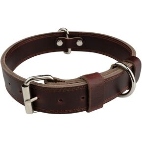 Leather Dog Collar, Heavy Duty Dog Collar for Small Dogs, Medium Dogs or Large Size Dogs (Medium (14 inch - 18 inch) 1" Wide)