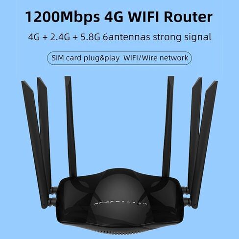 4G Router - 2.4GHz 5GHz Dual Band, Gigabit 4G Cellular Router with SIM Card Slot, 1 * 10/100/1000Mbps WAN & 4 * 10/100/1000Mbps LAN, 6 x 5dBi Omni Directional Antenna in Saudi Arabia