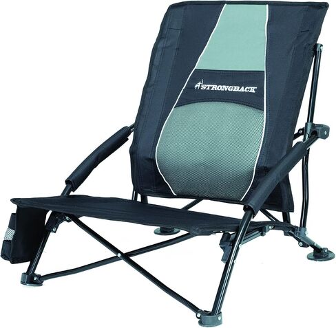 STRONGBACK Low Gravity Beach Chair with Built-in Lumbar Back Support, Heavy Duty Portable Folding Beach Chair for Adults, Lime Green in Saudi Arabia