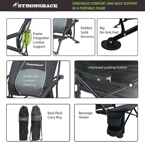 STRONGBACK Low Gravity Beach Chair with Built-in Lumbar Back Support, Heavy Duty Portable Folding Beach Chair for Adults, Lime Green in Saudi Arabia
