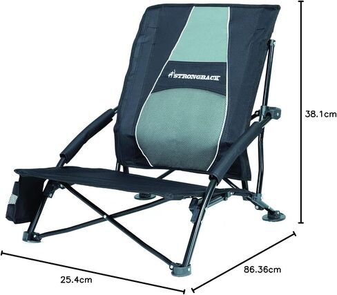 STRONGBACK Low Gravity Beach Chair with Built-in Lumbar Back Support, Heavy Duty Portable Folding Beach Chair for Adults, Lime Green in Saudi Arabia