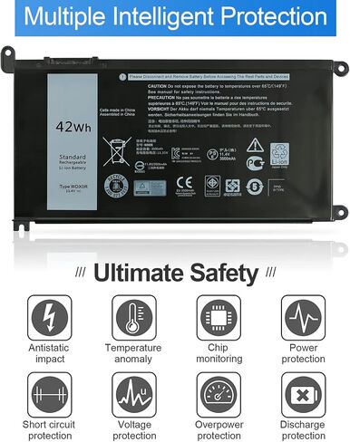WDX0R 42Wh 11.4V بطارية كمبيوتر محمول لديل انسبايرون 15 5000 7000 5378 7368 7378 5565 5567 5568 5578 7569 7579 5765 5767 3379 سلسلة ديل انسبايرون 13 5378 5379 5570 7 000 سلسلة in Kuwait