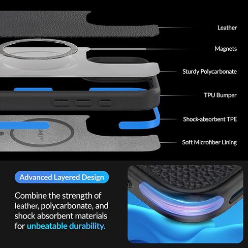 LONLI 2.0 - حافظة لهاتف iPhone 16 Pro Max - أقوى غطاء هاتف واقٍ مغناطيسي من ألياف الأراميد - [ممتص للصدمات بزاوية 360 درجة وإطار TPE داخلي] - [متوافق مع Magsafe] - ألياف الأراميد in Kuwait