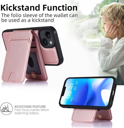 iCoverCase Wallet Case for iPhone 13 Pro Max/12 Pro Max Compatible with MagSafe, Magnetic Detachable Card Slots Holder PU Leather Kickstand Wireless Charging Case 6.7 Inch (Black) in Saudi Arabia