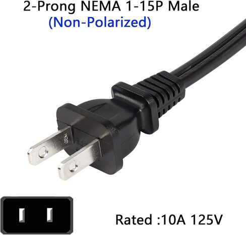 سلك تمديد الطاقة CERRXIAN USA Outlet AC 2 Prong، 4.9FT NEMA 1-15P إلى NEMA 1-15R كابل، 125V 15A AC 2-Prong ذكر إلى أنثى سلك توفير الطاقة، 1.5 متر (15P-15R) in Saudi Arabia