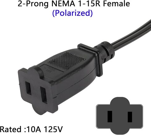 سلك تمديد الطاقة CERRXIAN USA Outlet AC 2 Prong، 4.9FT NEMA 1-15P إلى NEMA 1-15R كابل، 125V 15A AC 2-Prong ذكر إلى أنثى سلك توفير الطاقة، 1.5 متر (15P-15R) in Saudi Arabia