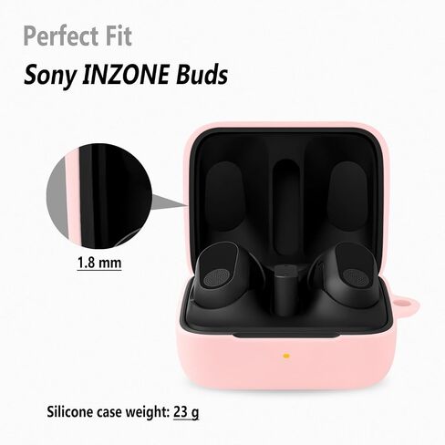 Geiomoo Silicone Case for Sony INZONE Buds WF-G700N/WF-G700B, Protective Cover with Carabiner (Black) in Saudi Arabia