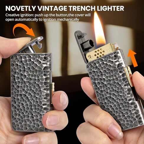 Vintage Lighter, Cool Trench Lighter Unique Lighters with Creative Ignition, Antique Black Matchbox Kerosene Lighter Fluid Refillable, Soft Flame Pipe Lighter, Great Gifts for Men Dad Husband in Saudi Arabia
