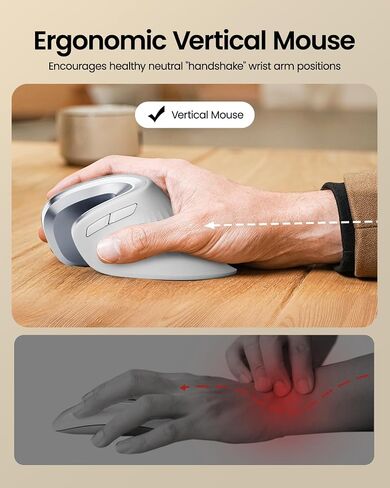 ProtoArc Ergonomic Mouse, EM11 NL Wireless Vertical Mouse, Ergo Mouse with Multi-Device, USB-C Rechargeable Mice for Windows, Mac OS, PC/Notebook/Laptop,White in Saudi Arabia