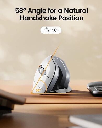 ProtoArc Ergonomic Mouse, EM11 NL Wireless Vertical Mouse, Ergo Mouse with Multi-Device, USB-C Rechargeable Mice for Windows, Mac OS, PC/Notebook/Laptop,White in Saudi Arabia