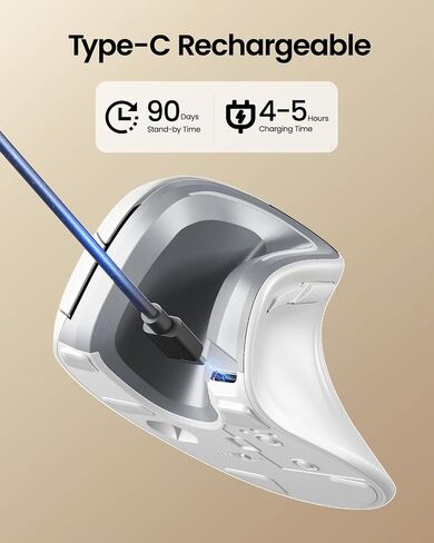 ProtoArc Ergonomic Mouse, EM11 NL Wireless Vertical Mouse, Ergo Mouse with Multi-Device, USB-C Rechargeable Mice for Windows, Mac OS, PC/Notebook/Laptop,White in Saudi Arabia