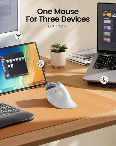 ProtoArc Ergonomic Mouse, EM11 NL Wireless Vertical Mouse, Ergo Mouse with Multi-Device, USB-C Rechargeable Mice for Windows, Mac OS, PC/Notebook/Laptop,White in Saudi Arabia