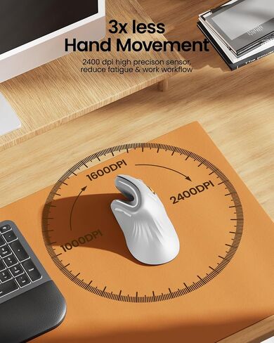 ProtoArc Ergonomic Mouse, EM11 NL Wireless Vertical Mouse, Ergo Mouse with Multi-Device, USB-C Rechargeable Mice for Windows, Mac OS, PC/Notebook/Laptop,White in Saudi Arabia