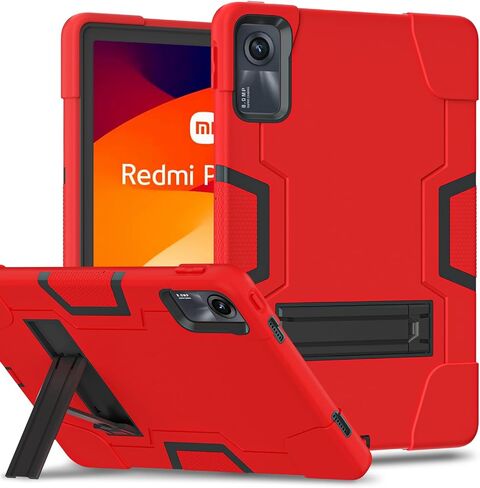 حافظة لهاتف Xiaomi Redmi Pad SE 11 بوصة إصدار 2023 للأطفال، حافظة واقية مضادة للصدمات، غطاء تابلت عالي التحمل بمقبض لجهاز Xiaomi Redmi Pad SE 11 بوصة (أسود/أحمر) in Saudi Arabia