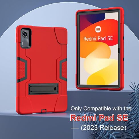 حافظة لهاتف Xiaomi Redmi Pad SE 11 بوصة إصدار 2023 للأطفال، حافظة واقية مضادة للصدمات، غطاء تابلت عالي التحمل بمقبض لجهاز Xiaomi Redmi Pad SE 11 بوصة (أسود/أحمر) in Saudi Arabia