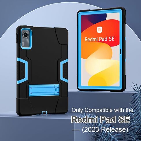 حافظة لهاتف Xiaomi Redmi Pad SE 11 بوصة إصدار 2023 للأطفال، حافظة واقية مضادة للصدمات، غطاء تابلت عالي التحمل بمقبض لجهاز Xiaomi Redmi Pad SE 11 بوصة (أسود/أحمر) in Saudi Arabia